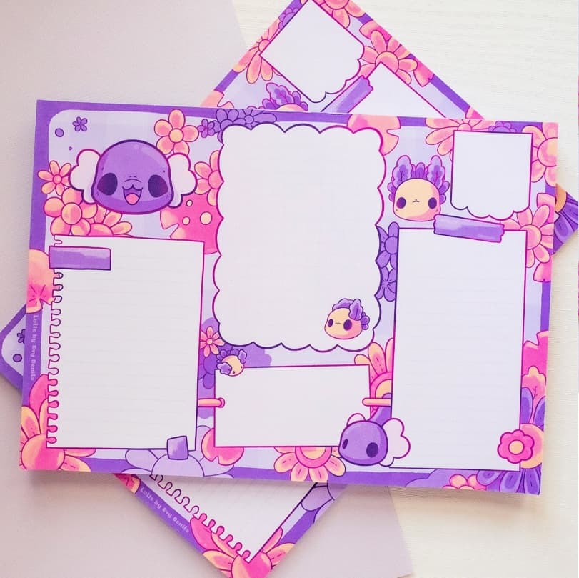 Cute Axolotl Planner note pad Luna the axolotl — Stationery
